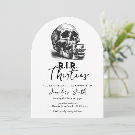 RIP Dertiger Schedel 40ste Verjaardagsfeest Kaart (Staand voorkant)