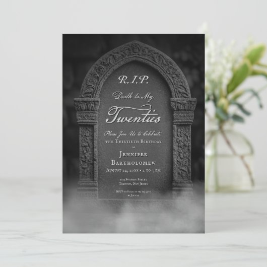 RIP Dood aan mijn 20e Verjaardagsuitnodiging Graf Kaart (Staand voorkant)