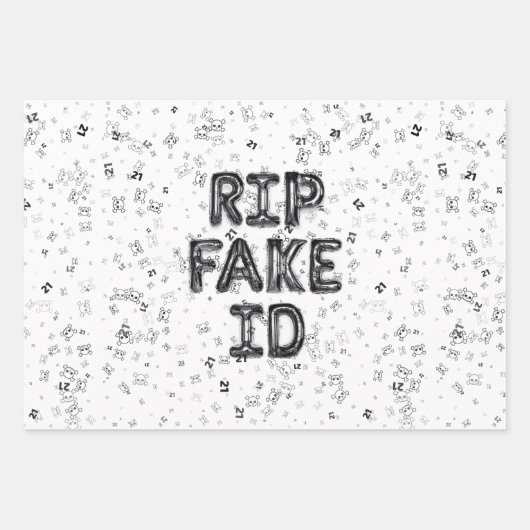 RIP Fake I.D. 21st Birthday Wrapping Paper (Voorkant)