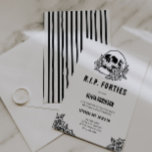RIP Forties 50th Birthday Invitation Kaart<br><div class="desc">Zeg vaarwel tegen je veertigers in stijl met deze gedurfde en elegante "RIP Forties" 50e verjaardag uitnodiging. Met een klassiek schedel- en rozen motief in een stijlvol, op tattoo geïnspireerd ontwerp, combineert deze uitnodiging perfect edgy en chique. Met zijn strakke lay-out en opvallende kunstwerken zet het de toon voor een...</div>