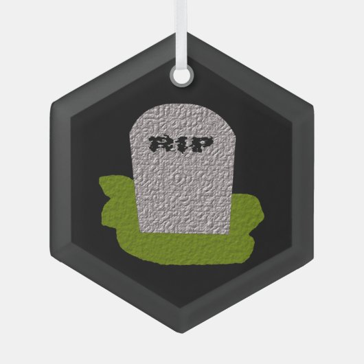 RIP Grafsteen Gelukkig Halloween Glas Ornament (Voorkant)