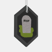 RIP Grafsteen Gelukkig Halloween Glas Ornament (Voorkant Rechts)