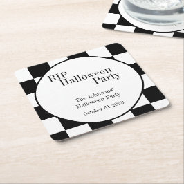 RIP Halloween Black and White Check Party Kartonnen Onderzetters