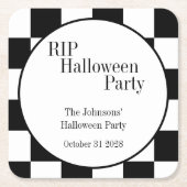 RIP Halloween Black and White Check Party Kartonnen Onderzetters (Voorkant)