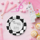 RIP Halloween Black and White Check Party Papieren Bordje (Feest)