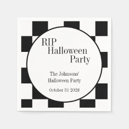 RIP Halloween Black and White Check Party Servet