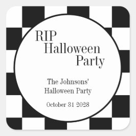 RIP Halloween Black and White Check Party Vierkante Sticker