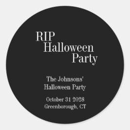 RIP Halloween Black and White Party Ronde Sticker