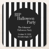 RIP Halloween Black and White Stripe Party Kartonnen Onderzetters (Voorkant)