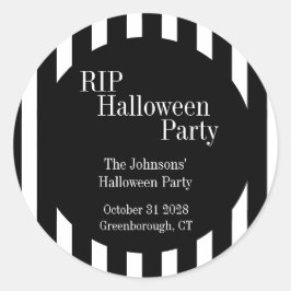 RIP Halloween Black and White Stripe Party Ronde Sticker