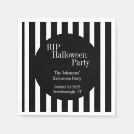 RIP Halloween Black and White Stripe Party Servet