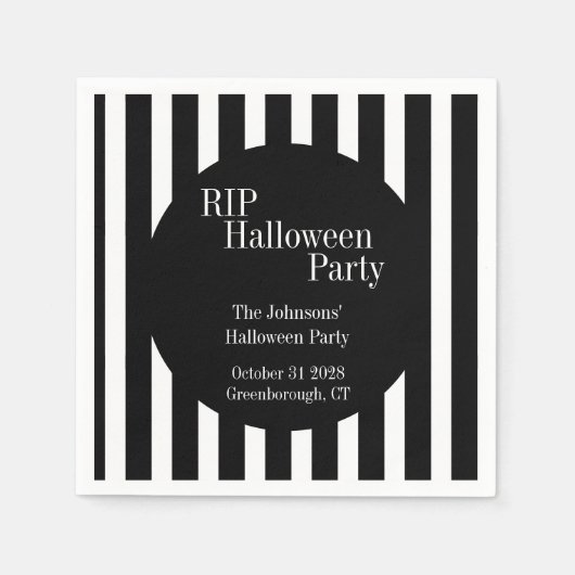 RIP Halloween Black and White Stripe Party Servet (Voorkant)