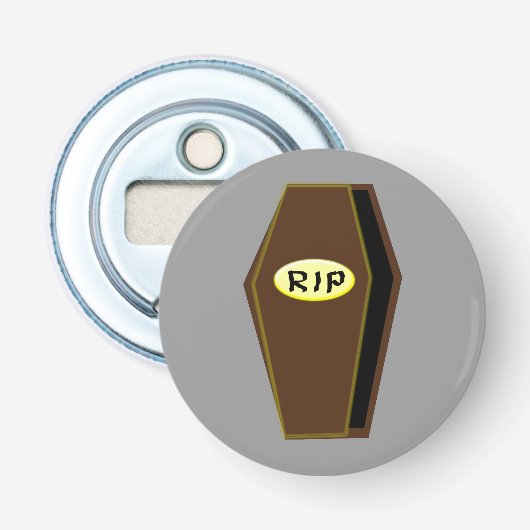 RIP Halloween Coffin of Doom Bottle Open Button Flesopener (Voorkant)