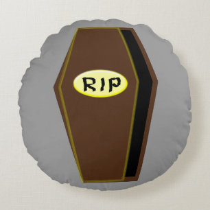 RIP Halloween Coffin of Doom Pillow Rond Kussen