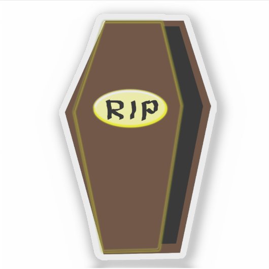 RIP Halloween Coffin of Doom Shaped Sticker (Voorkant)