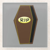 RIP Halloween Coffin van Doom Glazen Onderzetter (Voorkant)