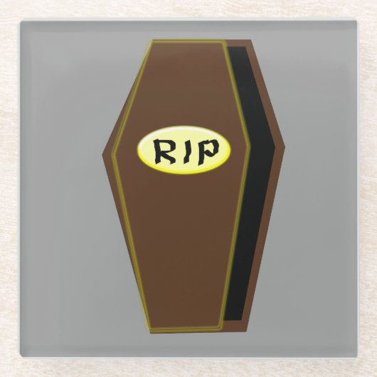RIP Halloween Coffin van Doom Glazen Onderzetter (Voorkant)