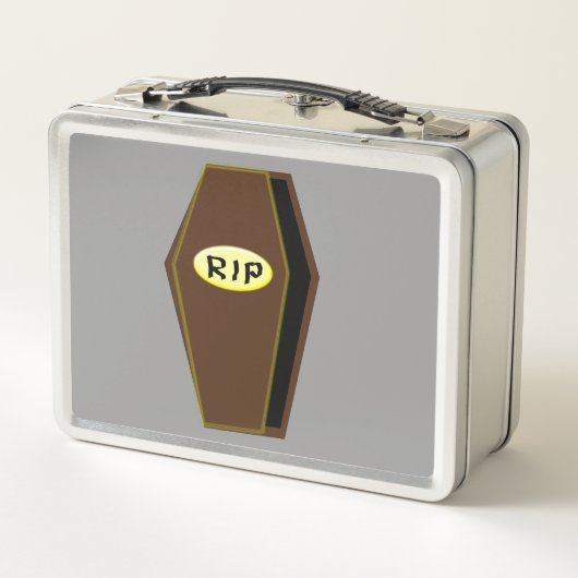 RIP Halloween Coffin van Doom Metal Lunchbox (Achterkant)