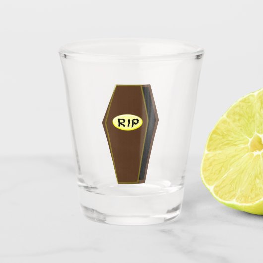 RIP Halloween Coffin van Doom Shot Glas (Voorkant)