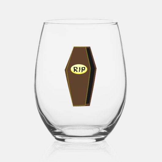 RIP Halloween Coffin van Doom Wijnglas Zonder Voet (Voorkant)