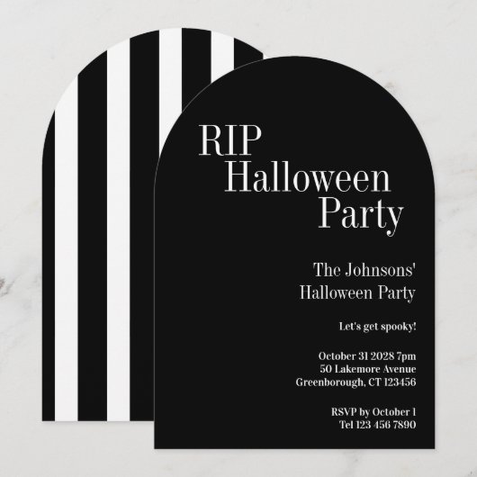 RIP Halloween-feest zwart-wit gestreept Kaart (Voorkant / Achterkant)