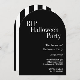 RIP Halloween Party Black and White Stripe Kaart
