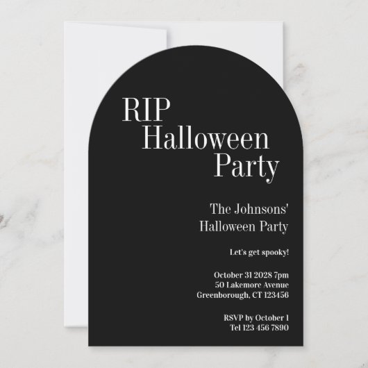 RIP Halloween Party Black and White Stripe Kaart (Voorkant)