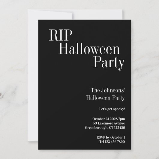 RIP Halloween Party Black and White Stripe Kaart (Voorkant)