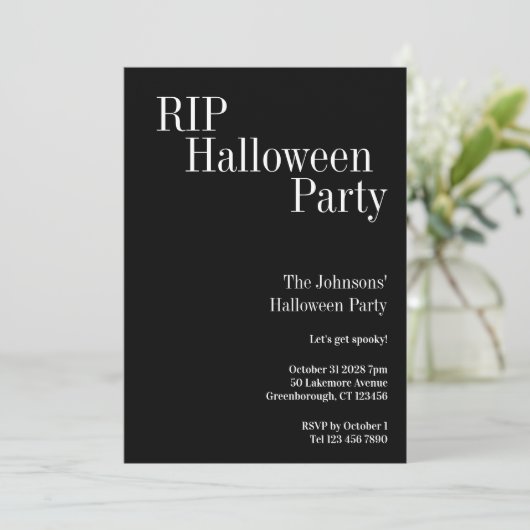 RIP Halloween Party Black and White Stripe Kaart (Staand voorkant)