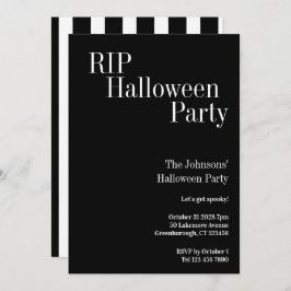 RIP Halloween Party Black and White Stripe Kaart