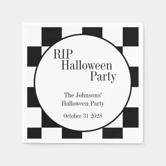 RIP Halloween Zwart en Wit Geruit Feest Servet (Voorkant)