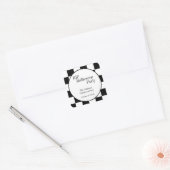 RIP Halloween Zwart en Wit Geruit Feest Vierkante Sticker (Envelop)