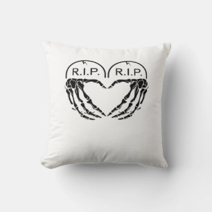 RIP, hartvormig ontwerp gemaakt van grafstenen, en Kussen