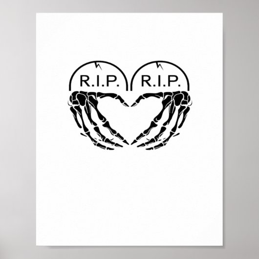 RIP, hartvormig ontwerp gemaakt van grafstenen, en Poster (Voorkant)