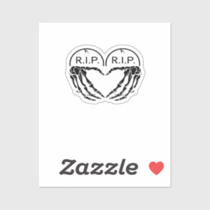 RIP, hartvormig ontwerp gemaakt van grafstenen, en Sticker