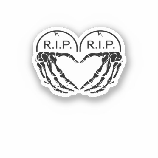 RIP, hartvormig ontwerp gemaakt van grafstenen, en Sticker (Voorkant)
