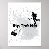 Rip het Net grijze Poster van de Speler Hockey (Voorkant)