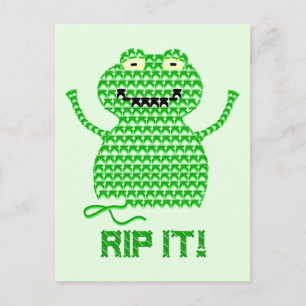 Rip het! Vector haakkikker (groene achtergrond) Briefkaart