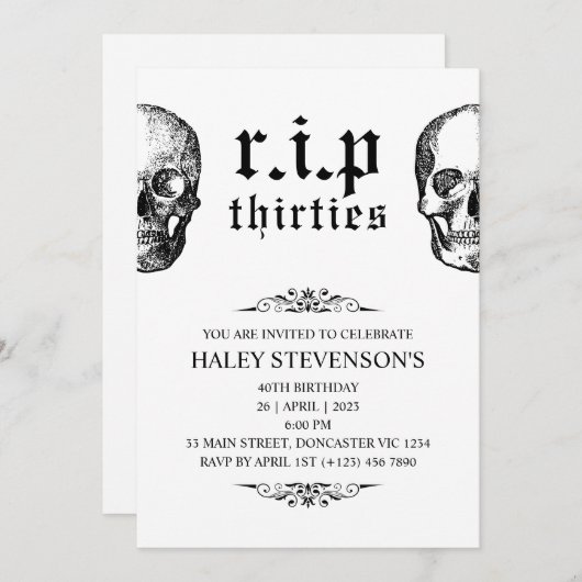 RIP jaren '30 Twenties Funny Funeral Skull 40th Bi Kaart (Voorkant / Achterkant)