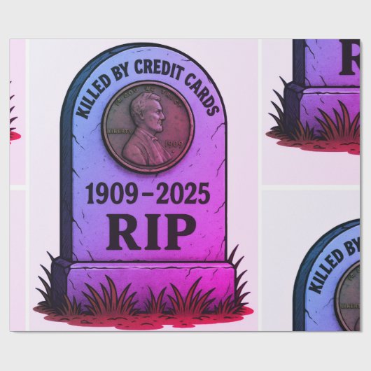 RIP Lincoln cent – Ontwerp Inflatie Grafsteen Cadeaupapier (Vlak)