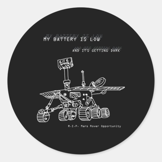 Rip Mars Opportunity Rover Exploration Handgeteken Ronde Sticker (Voorkant)
