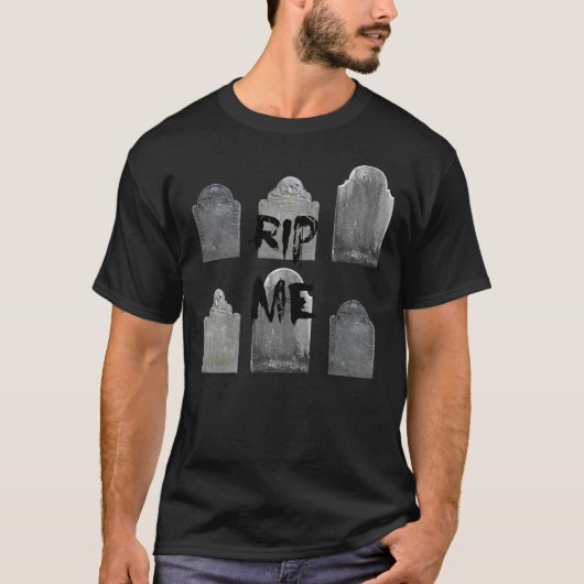 RIP me Zes Graves hoofd Stone Ontwerp met de Klokk T-shirt (Voorkant)
