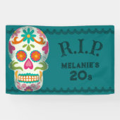 RIP mijn 20s Custom Age Sugar Skull Birthday Spandoek (Horizontaal)