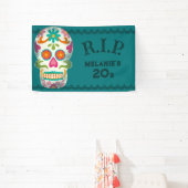 RIP mijn 20s Custom Age Sugar Skull Birthday Spandoek (Insitu)