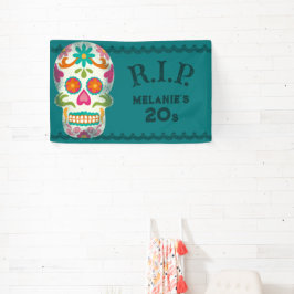 RIP mijn 20s Custom Age Sugar Skull Birthday Spandoek