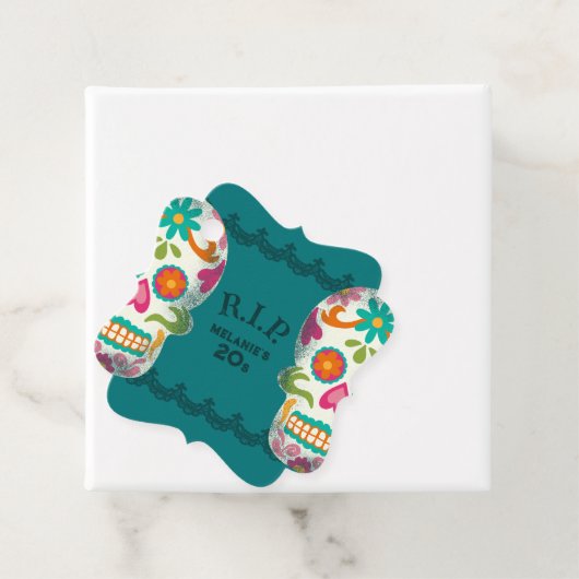 RIP mijn 20s Custom Age Sugar Skulls Verjaardag Bedankjes Labels (In situ)