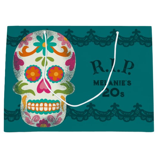 RIP mijn 20s Custom Age Sugar Skulls Verjaardag Groot Cadeauzakje (Voorkant)