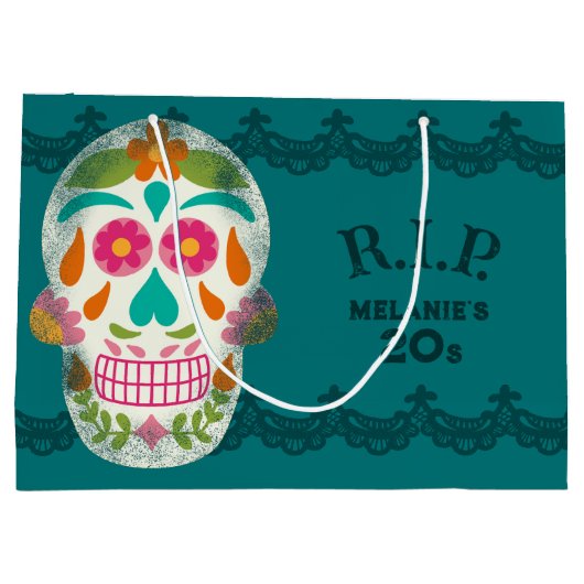 RIP mijn 20s Custom Age Sugar Skulls Verjaardag Groot Cadeauzakje (Achterkant)