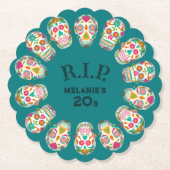 RIP mijn 20s Custom Age Sugar Skulls Verjaardag Kartonnen Onderzetters (Voorkant)