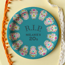 RIP mijn 20s Custom Age Sugar Skulls Verjaardag Papieren Bordje
